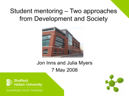 Student to student mentoring – two approaches from