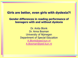Girls are better, even dyslexic girls?! Gender differences