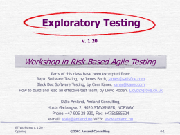 Exploratory Testing Workshop in Risk
