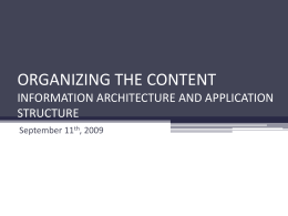 ORGANIZING THE CONTENT INFORMATION ARCHITECTURE …
