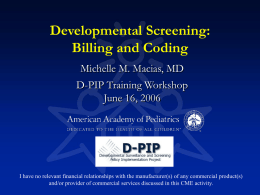 AAP Screening-Developmental Screening: Billing and Coding