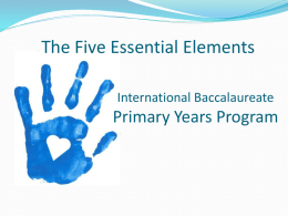 International Baccalaureate Primary Years Program