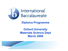 Diploma Programme Cardiff University Engineering Dept Jan 2008