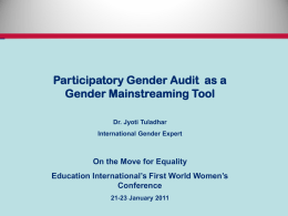 Mainstreaming Gender”: The ILO Approach and Experience