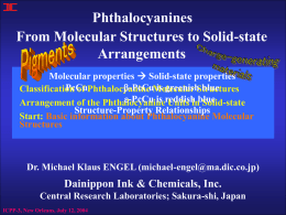 Phthalocyanines: From Molecular Structures to Solid