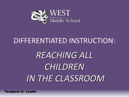 DIFFERENTIATED INSTRUCTION - Montgomery County Schools, NC