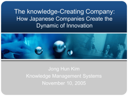 The knowledge-Creating Company: How Japanese Companies