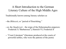 A short introduction to the Literary Culture of the High