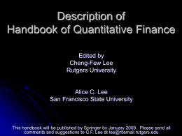 Description of Handbook of Quantitative Finance