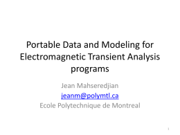 Portable Data and Modeling for Electromagnetic Transient