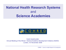 Health Research Web and research capacity building