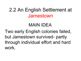 2.2 An English Settlement at Jamestown