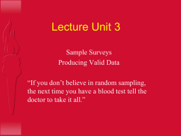 Lecture Unit 1 - NC State Department of Statistics