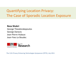 Quantifying Location Privacy: The Case of Sporadic