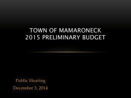 Town of Mamaroneck 2015 Preliminary Budget
