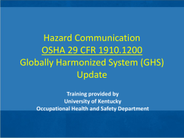 Hazard Communication - UK - Environmental Health And Safety