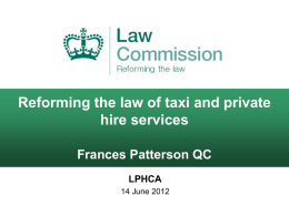 Review of the regulation of taxis and PHVs Frances