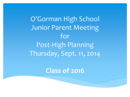 O’Gorman High School Junior Parent Meeting for Post