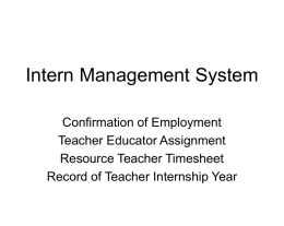 Intern Management System - KY: Education Professional