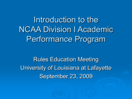 Introduction to the NCAA Division I Academic Performance