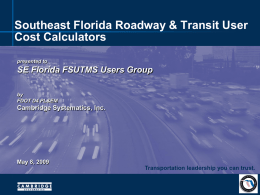 SE Florida Road User Costs