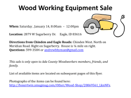 Wood Working Equipment Sale