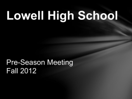 Lowell High School Pre-Season Meeting Fall 2012