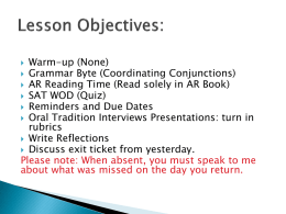 Lesson Objectives: - Lancaster High School