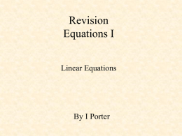 Equations I