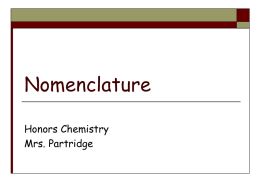 Nomenclature - KP's Chemistry