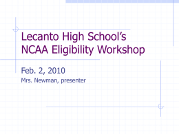 Lecanto High School&rsquo;s NCAA Eligibility Workshop