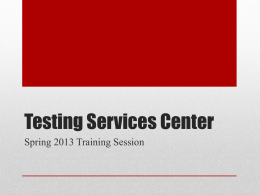 Testing Services Center - Home