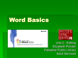 Word Basics