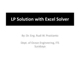 LP Solution with Excel Solver - Sepuluh Nopember Institute