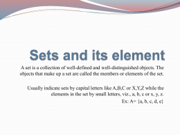 Sets and its element