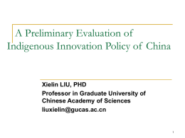 A preliminary evaluation of indigenous innovation of China