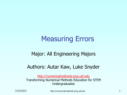 Measuring Errors - MATH FOR COLLEGE
