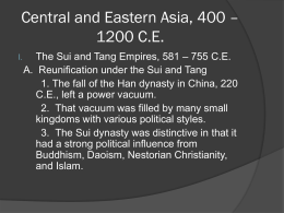 Central and Eastern Asia, 400 – 1200 C.E.