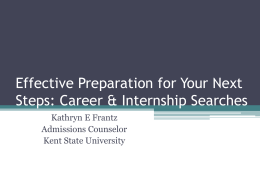 Effective Preparation for Your Next Steps: Career
