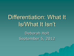 Differentiation: What It Is/What It Isn’t