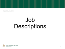What is a Job Description? - College of William & Mary