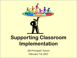 Supporting Classroom Implementation