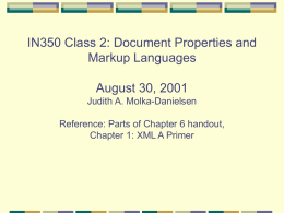 IN350 Class 2: Document Properties and Markup Languages