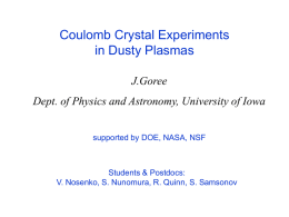 Coulomb Crystal Experiments in Dusty Plasmas