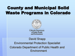 Colorado Municipal Solid Waste Collection