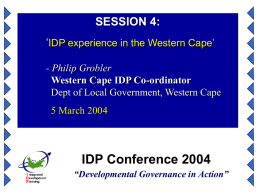 IDP experience Western Cape