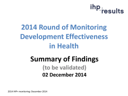 2014 IHP+ Monitoring - International Health Partnership