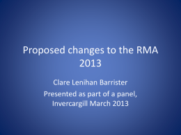 Proposed changes to the RMA 2013