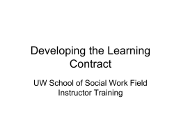 Developing the Learning Contract