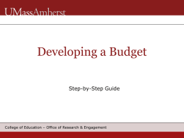 Developing a budget - University of Massachusetts Amherst